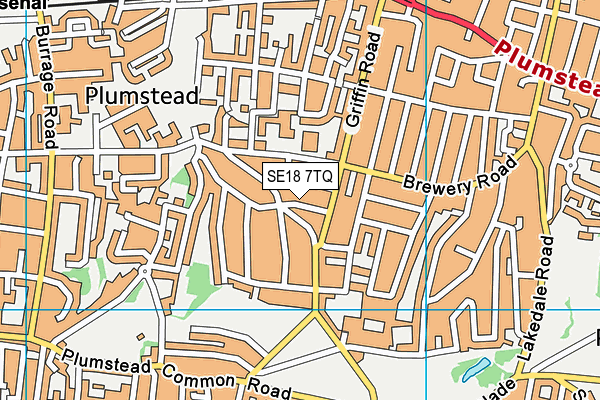 SE18 7TQ map - OS VectorMap District (Ordnance Survey)