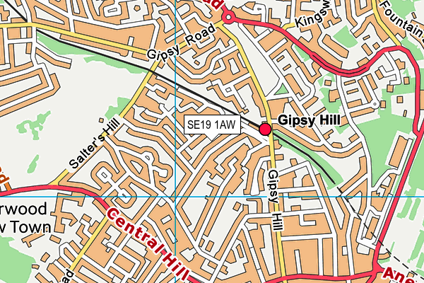 SE19 1AW map - OS VectorMap District (Ordnance Survey)