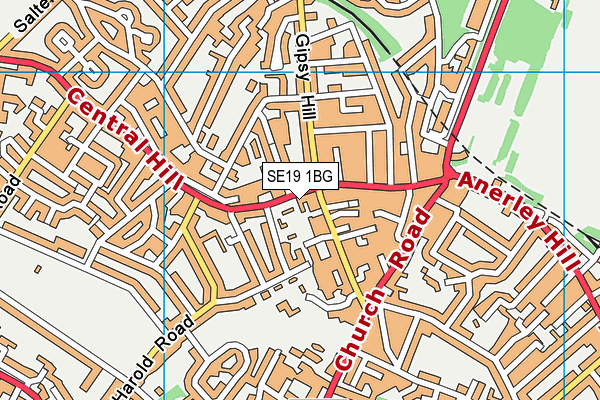 SE19 1BG map - OS VectorMap District (Ordnance Survey)