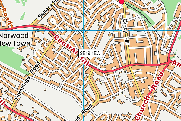 SE19 1EW map - OS VectorMap District (Ordnance Survey)