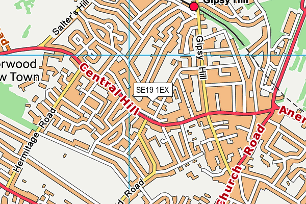 SE19 1EX map - OS VectorMap District (Ordnance Survey)
