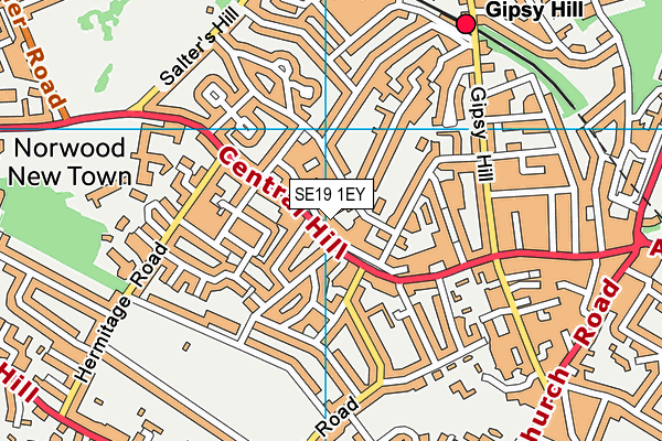 SE19 1EY map - OS VectorMap District (Ordnance Survey)