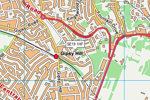 SE19 1HF map - OS VectorMap District (Ordnance Survey)