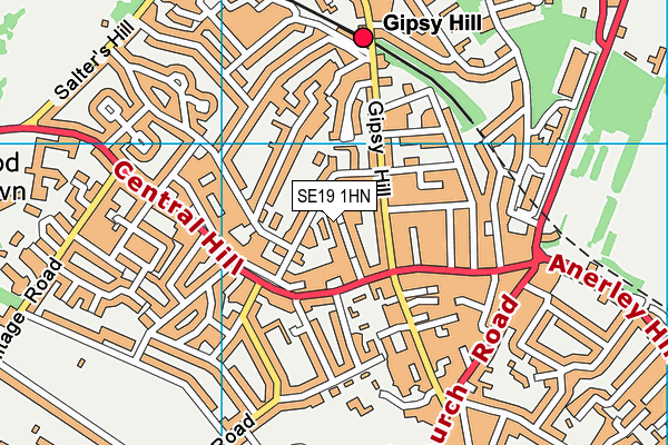 SE19 1HN map - OS VectorMap District (Ordnance Survey)