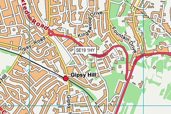 SE19 1HY map - OS VectorMap District (Ordnance Survey)