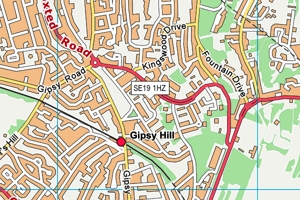 SE19 1HZ map - OS VectorMap District (Ordnance Survey)