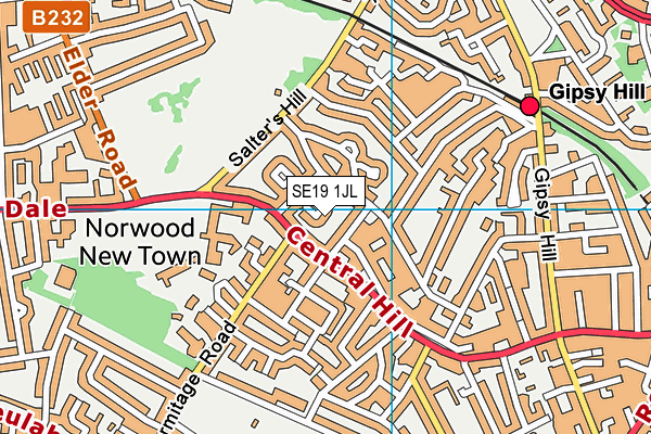 SE19 1JL map - OS VectorMap District (Ordnance Survey)