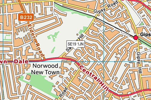 SE19 1JN map - OS VectorMap District (Ordnance Survey)