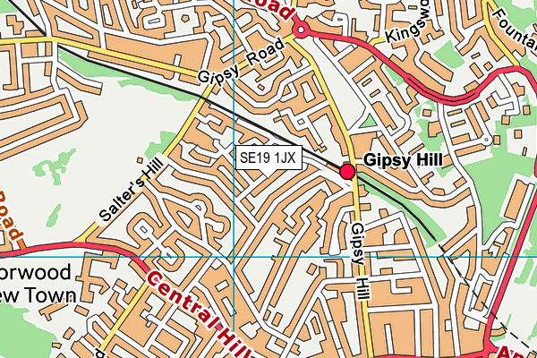 SE19 1JX map - OS VectorMap District (Ordnance Survey)