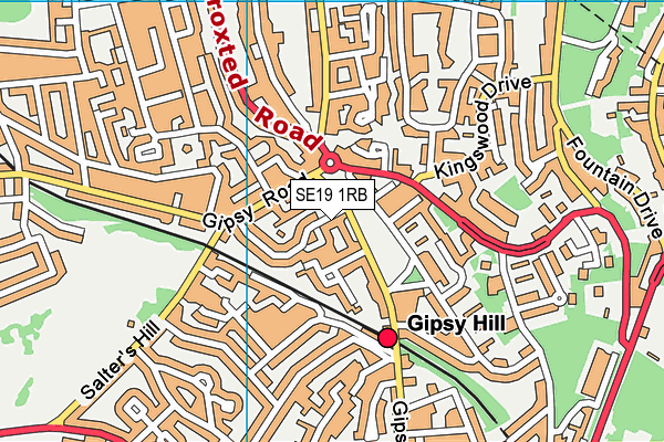 SE19 1RB map - OS VectorMap District (Ordnance Survey)