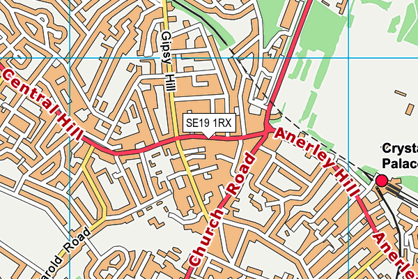 SE19 1RX map - OS VectorMap District (Ordnance Survey)