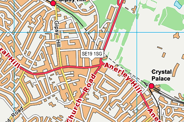 SE19 1SG map - OS VectorMap District (Ordnance Survey)