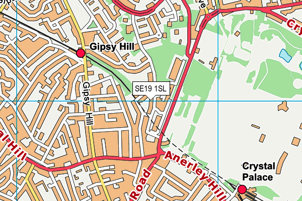 SE19 1SL map - OS VectorMap District (Ordnance Survey)