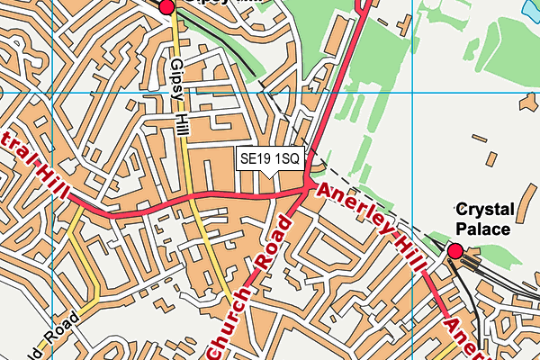 SE19 1SQ map - OS VectorMap District (Ordnance Survey)