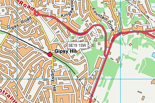 SE19 1SW map - OS VectorMap District (Ordnance Survey)
