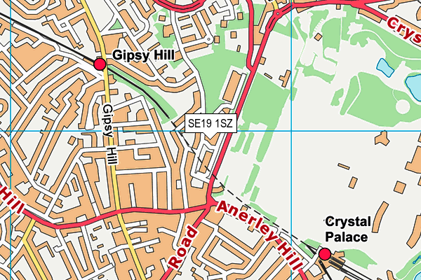 SE19 1SZ map - OS VectorMap District (Ordnance Survey)