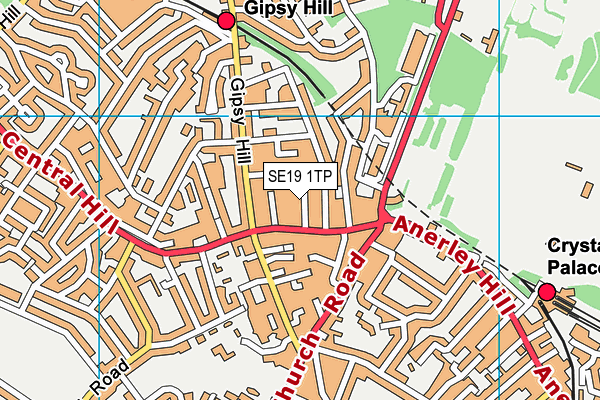 SE19 1TP map - OS VectorMap District (Ordnance Survey)