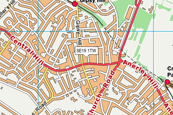 SE19 1TW map - OS VectorMap District (Ordnance Survey)