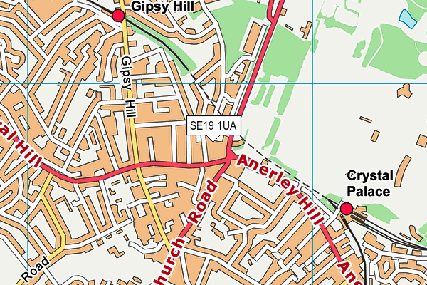 SE19 1UA map - OS VectorMap District (Ordnance Survey)