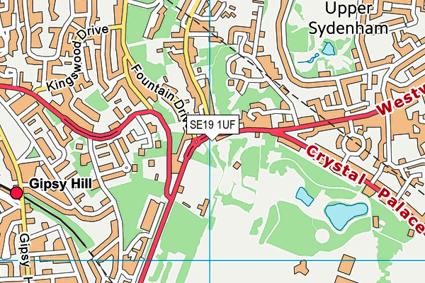 SE19 1UF map - OS VectorMap District (Ordnance Survey)