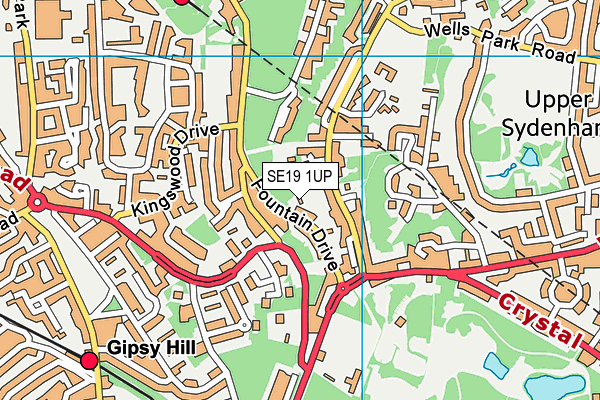 SE19 1UP map - OS VectorMap District (Ordnance Survey)