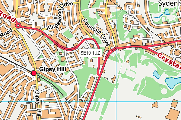 SE19 1UZ map - OS VectorMap District (Ordnance Survey)