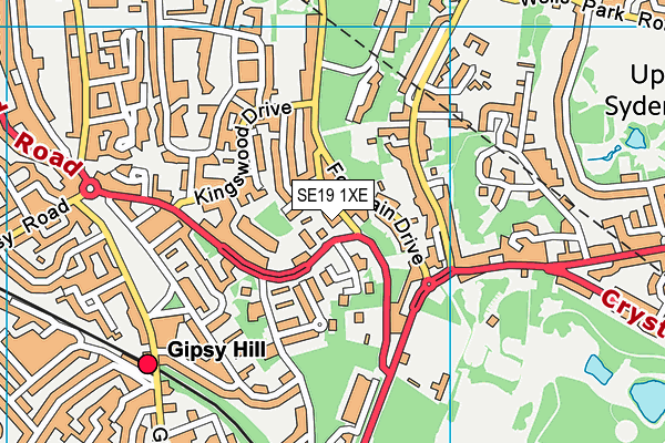 SE19 1XE map - OS VectorMap District (Ordnance Survey)