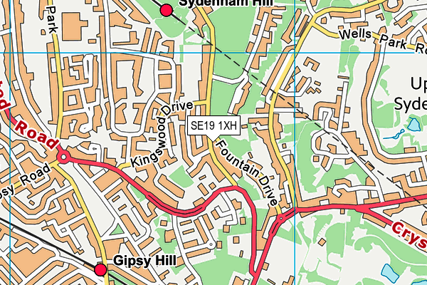 SE19 1XH map - OS VectorMap District (Ordnance Survey)