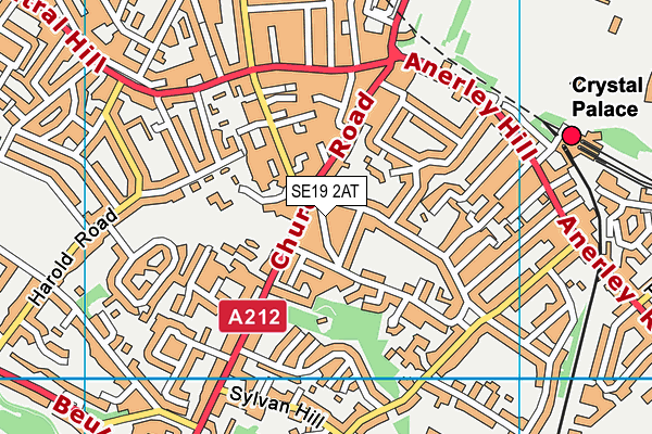 SE19 2AT map - OS VectorMap District (Ordnance Survey)