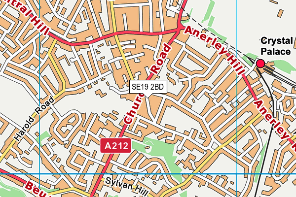 SE19 2BD map - OS VectorMap District (Ordnance Survey)