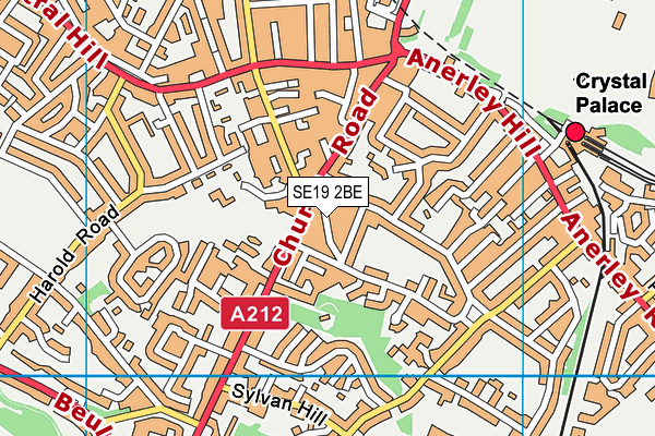 SE19 2BE map - OS VectorMap District (Ordnance Survey)
