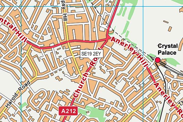 SE19 2EY map - OS VectorMap District (Ordnance Survey)