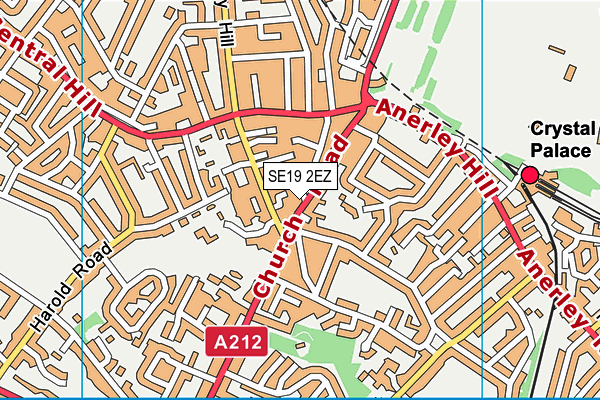 SE19 2EZ map - OS VectorMap District (Ordnance Survey)