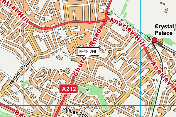 SE19 2HL map - OS VectorMap District (Ordnance Survey)