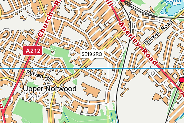 SE19 2RQ map - OS VectorMap District (Ordnance Survey)