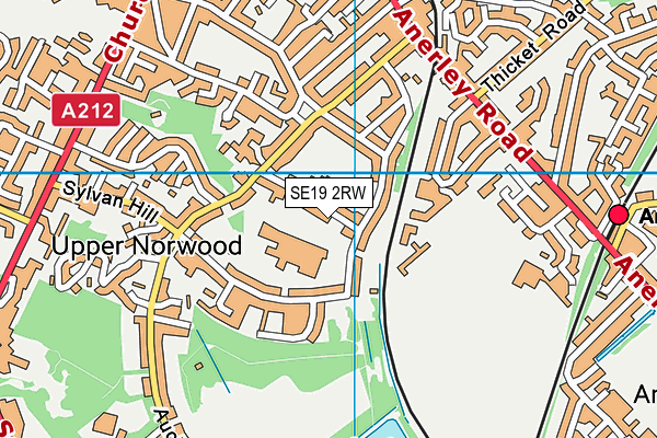 SE19 2RW map - OS VectorMap District (Ordnance Survey)
