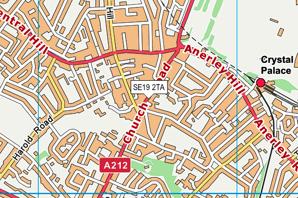 SE19 2TA map - OS VectorMap District (Ordnance Survey)