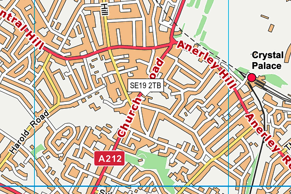 SE19 2TB map - OS VectorMap District (Ordnance Survey)