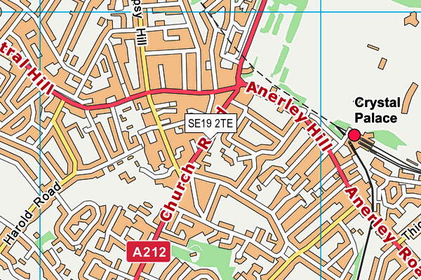 SE19 2TE map - OS VectorMap District (Ordnance Survey)