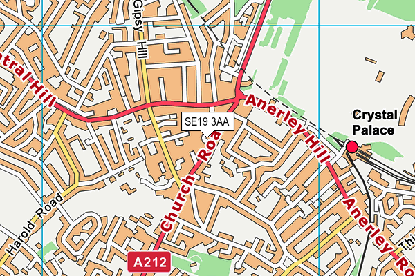 SE19 3AA map - OS VectorMap District (Ordnance Survey)