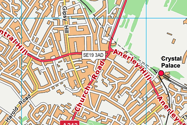 SE19 3AD map - OS VectorMap District (Ordnance Survey)