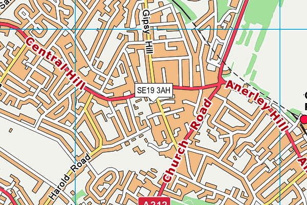 SE19 3AH map - OS VectorMap District (Ordnance Survey)