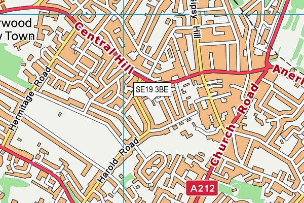 SE19 3BE map - OS VectorMap District (Ordnance Survey)