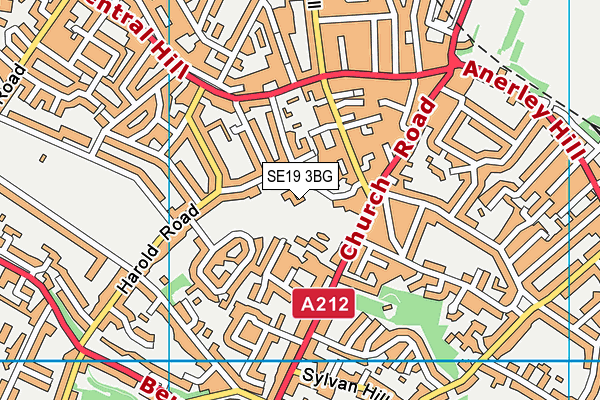SE19 3BG map - OS VectorMap District (Ordnance Survey)