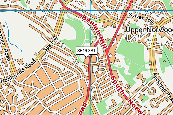 SE19 3BT map - OS VectorMap District (Ordnance Survey)