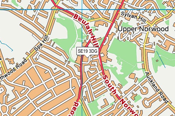 SE19 3DG map - OS VectorMap District (Ordnance Survey)