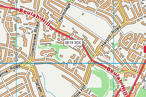 SE19 3DX map - OS VectorMap District (Ordnance Survey)
