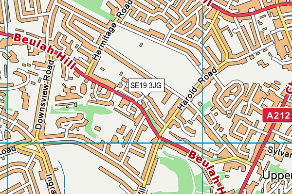 SE19 3JG map - OS VectorMap District (Ordnance Survey)