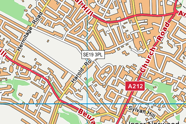 SE19 3PL map - OS VectorMap District (Ordnance Survey)
