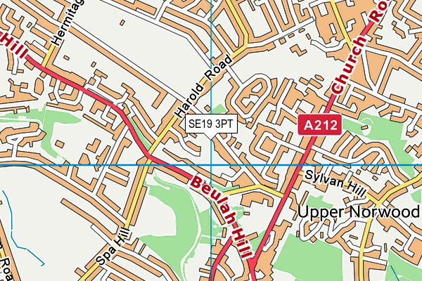 SE19 3PT map - OS VectorMap District (Ordnance Survey)